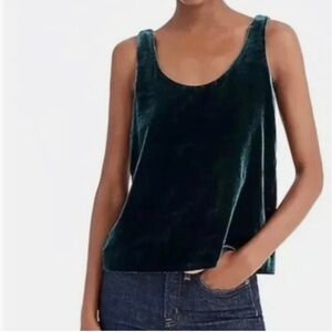 NWT J. Crew Velvet tank in dark green size 6